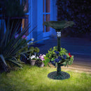 Pedestal Birdbath and Feeder with Solar Light - Lotus Leaf by LJGDeals