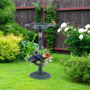 Pedestal Birdbath and Feeder with Solar Light - Lotus Leaf by LJGDeals
