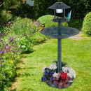 Solar Pedestal Bird Bath with Feeder and Planter - Bronze by LJGDeals