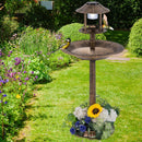 Solar Pedestal Bird Bath with Feeder and Planter - Bronze by LJGDeals