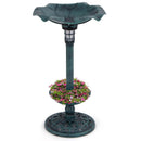Pedestal Birdbath and Feeder with Solar Light - Lotus Leaf by DirectDeals