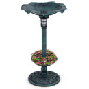 Pedestal Birdbath and Feeder with Solar Light - Lotus Leaf by LJGDeals