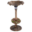 Pedestal Birdbath and Feeder with Solar Light - Lotus Leaf by LJGDeals