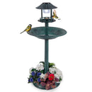 Solar Pedestal Bird Bath with Feeder and Planter - Bronze by LJGDeals