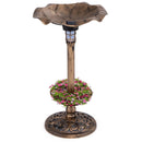 Pedestal Birdbath and Feeder with Solar Light - Lotus Leaf by DirectDeals