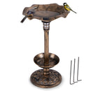 Pedestal Birdbath and Feeder with Solar Light - Lotus Leaf by LJGDeals