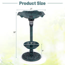 Pedestal Birdbath and Feeder with Solar Light - Lotus Leaf by LJGDeals