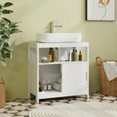 Pedestal Sink Storage Cabinet with 2 Sliding Doors and U-shaped Cut-out-White by LJGDeals