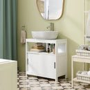 Pedestal Sink Storage Cabinet with 2 Sliding Doors and U-shaped Cut-out-White by LJGDeals
