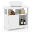 Pedestal Sink Storage Cabinet with 2 Sliding Doors and U-shaped Cut-out-White by LJGDeals