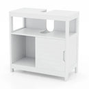 Pedestal Sink Storage Cabinet with 2 Sliding Doors and U-shaped Cut-out-White by LJGDeals