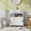 Pedestal Sink Storage Cabinet with 2 Sliding Doors and U-shaped Cut-out-White by LJGDeals