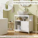 Pedestal Sink Storage Cabinet with 2 Sliding Doors and U-shaped Cut-out-White by LJGDeals