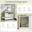 Pedestal Sink Storage Cabinet with 2 Sliding Doors and U-shaped Cut-out-White by LJGDeals