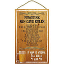 Pittsburgh Penguins Fan Cave Rules Wooden Sign by Dynasty Sports & Framing