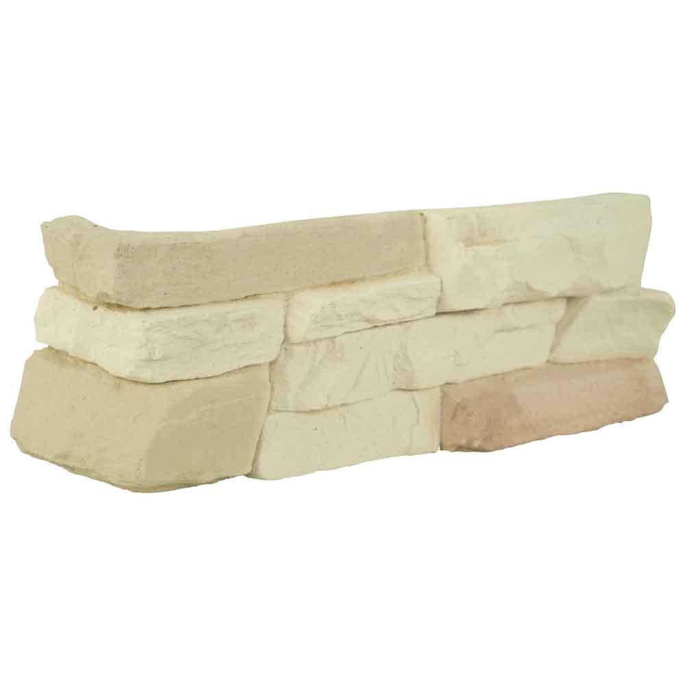 Peninsula cream corner stacked stone 9x19.5 natural manufactured stone LPNLEPENCRE4COR product shot corner view