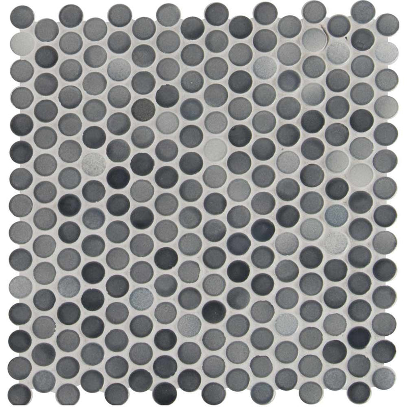 MSI Penny Round Grigio Mix Glossy Porcelain Mosaic Tile 11.3"x12.2"