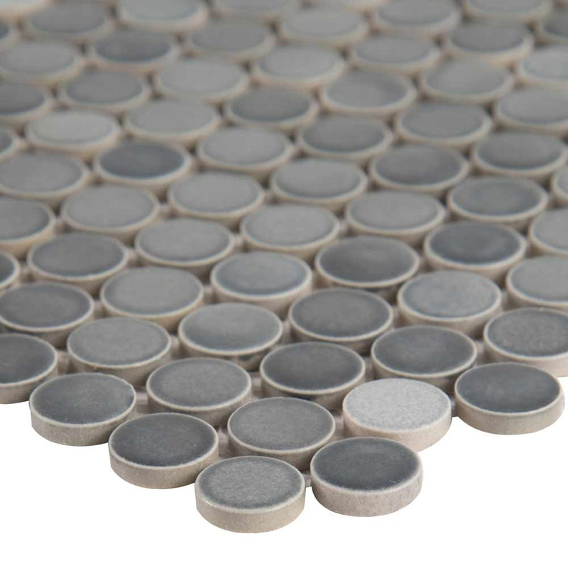 MSI Penny Round Grigio Mix Glossy Porcelain Mosaic Tile 11.3"x12.2"