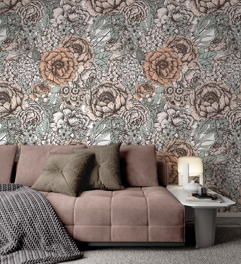 Vintage Peonies Wallpaper