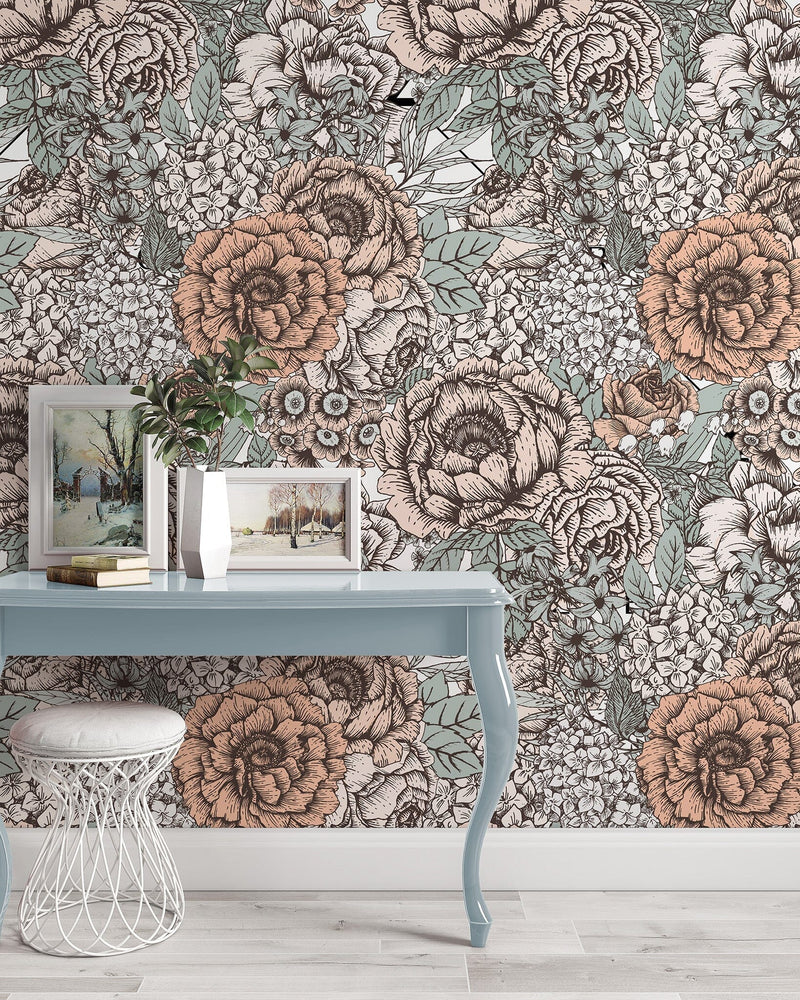 Vintage Peonies Wallpaper