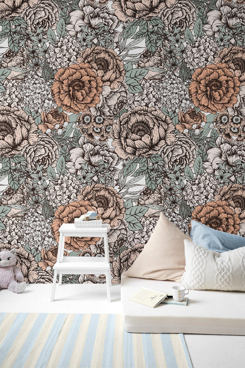 Vintage Peonies Wallpaper