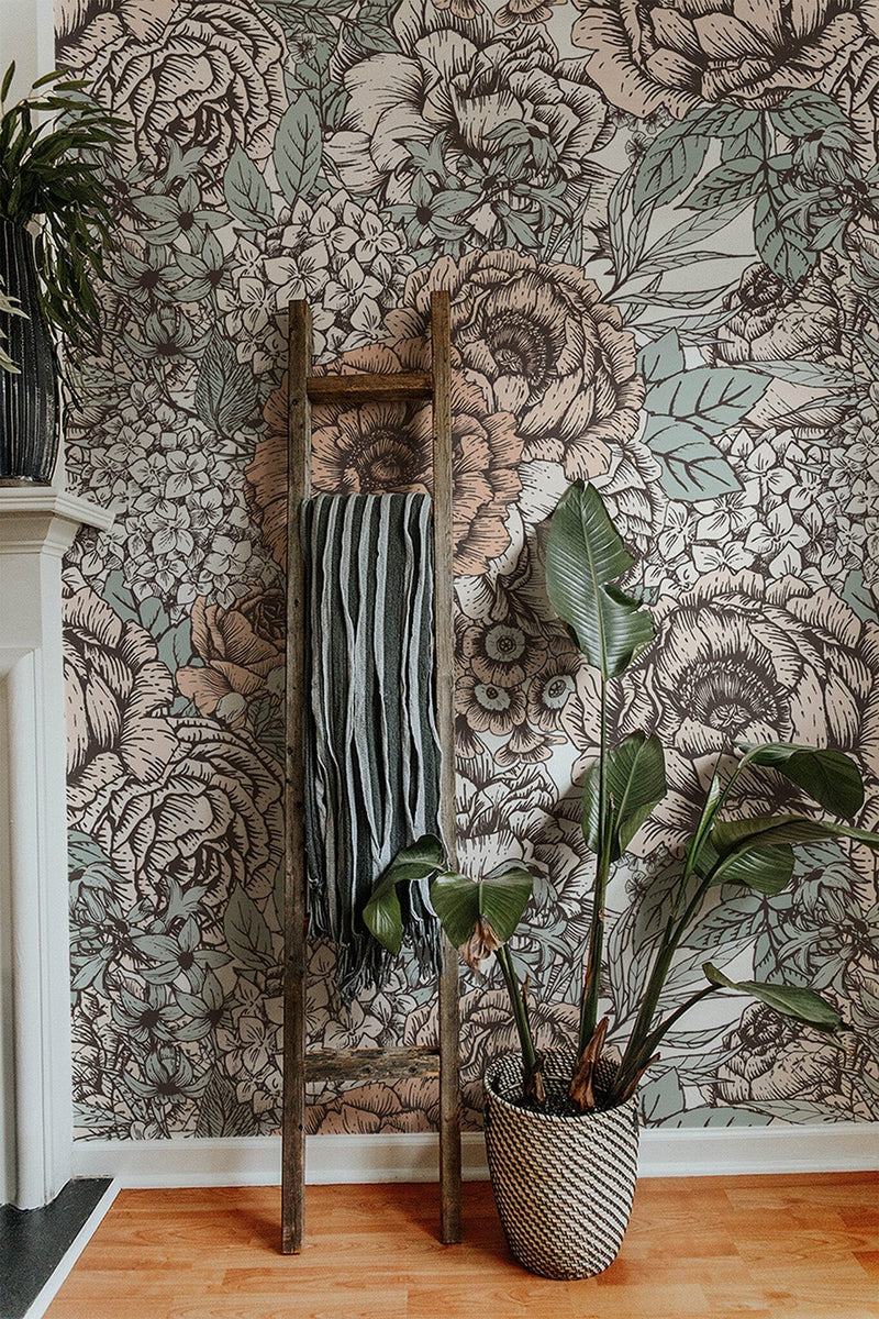 Vintage Peonies Wallpaper