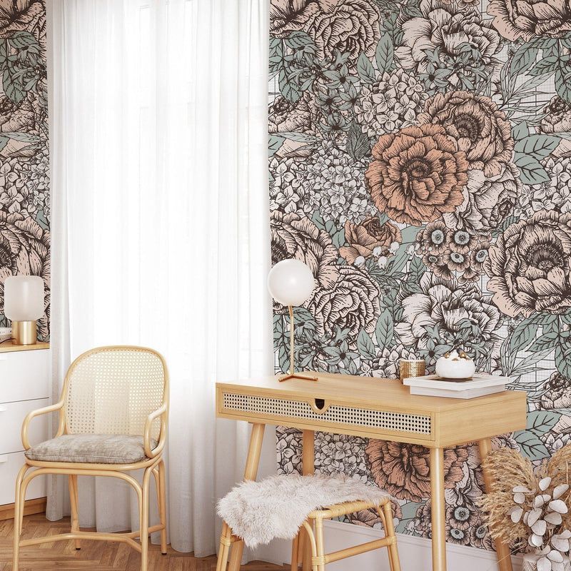 Vintage Peonies Wallpaper