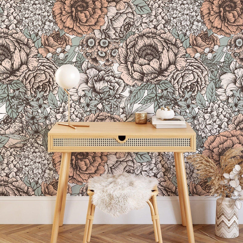 Vintage Peonies Wallpaper