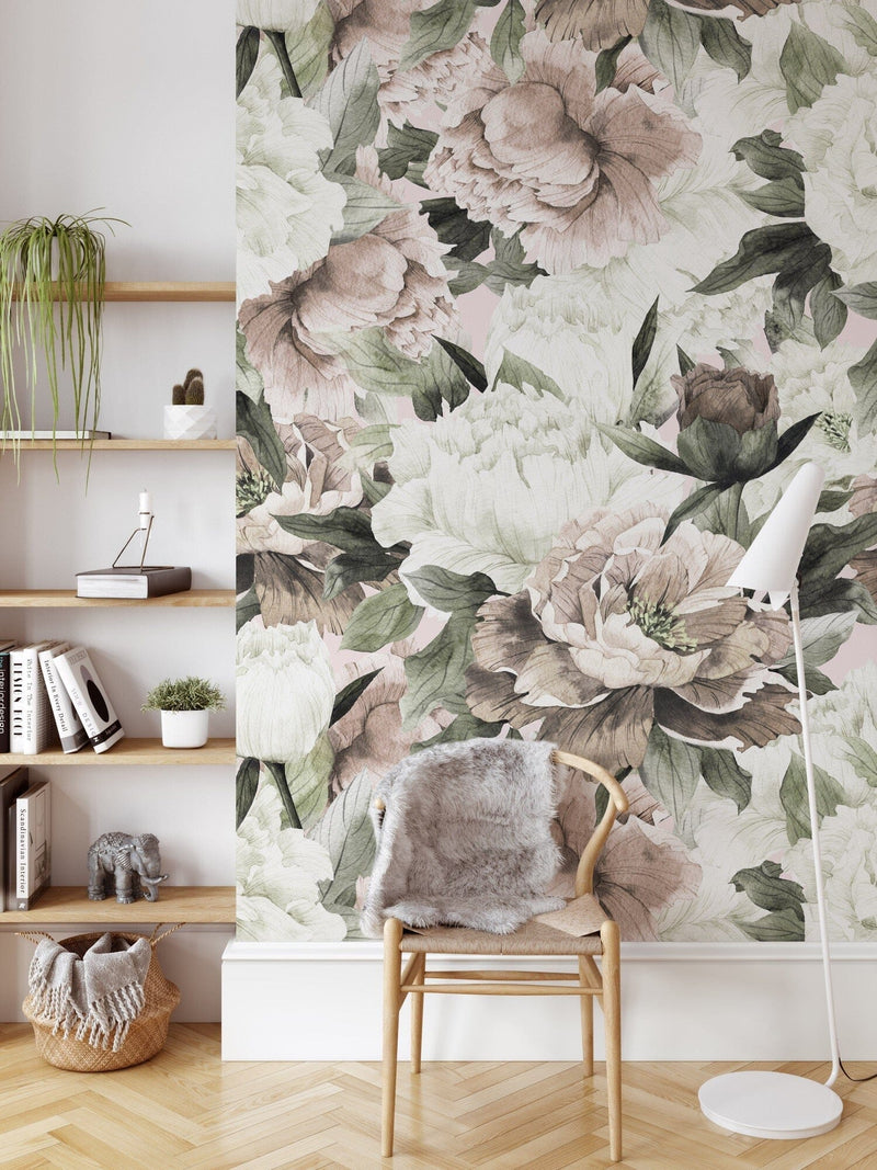 Watercolor Peony Bouquet Wallpaper Peel and Stick