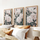 Peonies Flowers Wall Art Set of 3. Pink and Green Decor by Wall Art Set
