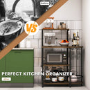 4-Tier Kitchen Bakers Rack with 6 S-Hooks and Stemware Racks-Rustic Brown by LJGDeals