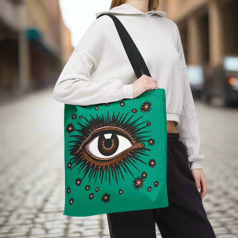 "All Seeing Eye" (Teal) Heavy-Duty Canvas Tote Bag