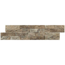 Philadelphia splitface ledger panel 6X24 natural travertine wall tile LPNLTPHI624 product shot multiple tiles close up view