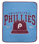 Philadelphia Phillies Throwback 50" x 60" Vintage Arch Block Blanket by Dynasty Sports & Framing