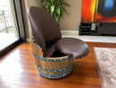 Whiskey & Wine Barrel Armchair with Hidden Safe — Memory Foam, Brown Upholstery