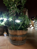 Whiskey & Wine Barrel Half-Barrel Planter — Multi-Use, Wine-Stained Oak