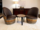 Whiskey & Wine Barrel Steel-Leg Center Table — Reclaimed Oak Top