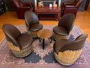 Whiskey & Wine Barrel Modern Table Set — Table and Chairs, Reclaimed Oak