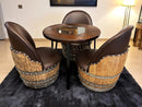 Whiskey & Wine Barrel Steel-Leg Table Set — 3 Chairs, Modern Build