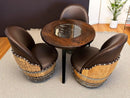 Whiskey & Wine Barrel Steel-Leg Side Table — Glass-Free Oak Top