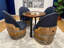 Whiskey & Wine Barrel Steel-Leg Table Set — 4 Chairs, Modern Build
