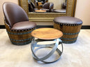Whiskey & Wine Barrel Ottoman — Hidden Storage, Reclaimed Oak