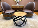Whiskey & Wine Barrel Hoop Table Set — 2 Chairs, Black Edition