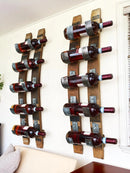 Whiskey & Wine Barrel Stave Wall Rack — 5-Bottle Display, Reclaimed Oak