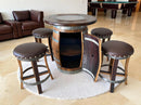 Multi-Use Whiskey & Wine Barrel Bar Set — Glass Top, Cabinet Storage