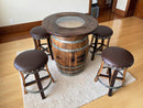 Multi-Use Whiskey & Wine Barrel Bar Set — Glass Top, Cabinet Storage