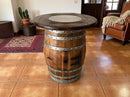 Whiskey & Wine Barrel Pub Set — 4 Stools, Counter Height, Cabinet Storage