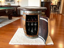 Multi-Use Whiskey & Wine Barrel Bar Set — Glass Top, Cabinet Storage