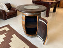 Whiskey & Wine Barrel Pub Set — 4 Stools, Counter Height, Cabinet Storage