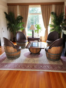 Whiskey & Wine Barrel Coffee Table Set — 4 Chairs